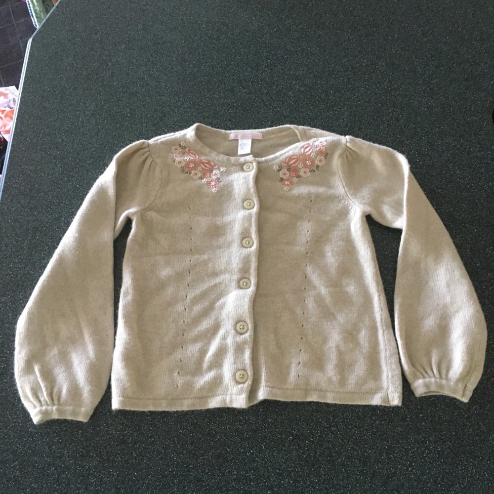 Elegant Cream Cardigan sweater with Floral Details janie & Jack girls 6